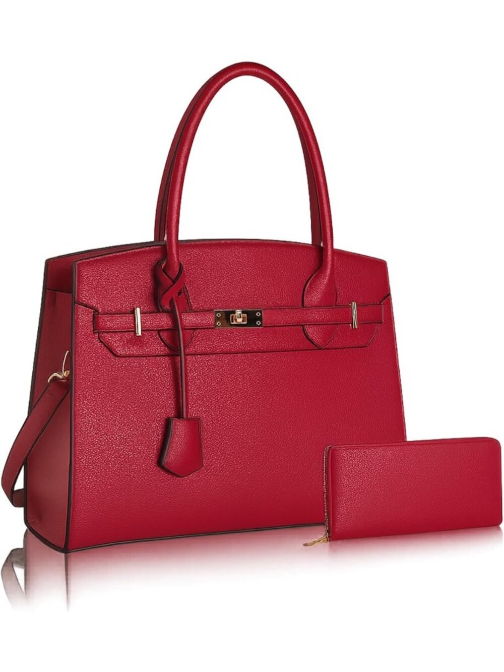 Stylish Adjustable Strap Satchel Handbag for Women with Matching Wallet